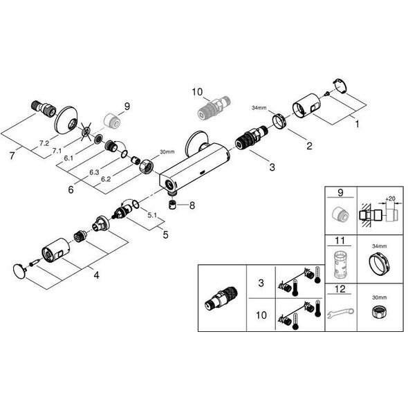 GROHE PRECISION START θερμοστατικός μίκτης ντους, χρώμιο