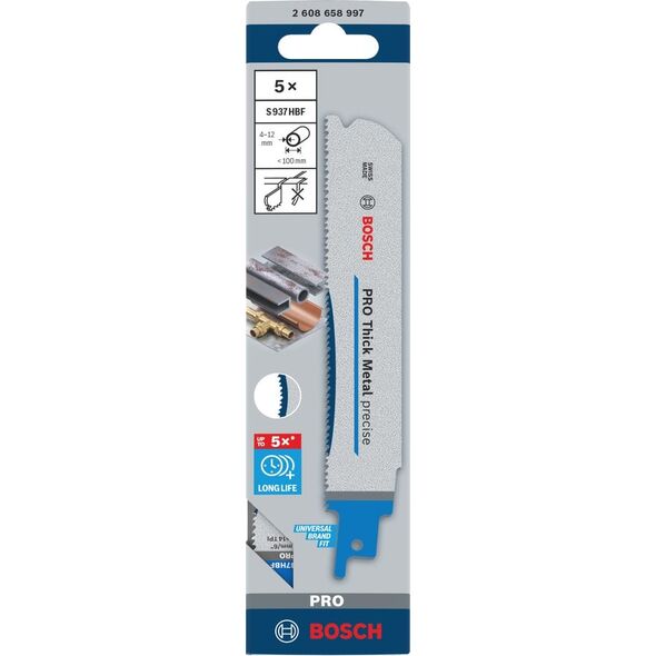 BOSCH BRZESZCZOT DO PIŁY SZABLASTEJ PRO THICK METAL PRECISE S937HBF 1,1 x 25 x 150mm /5szt.