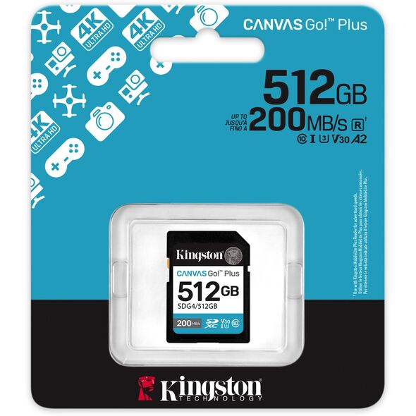 KINGSTON 512 GB UHS-I SD atminties kortelė (10 klasė, U3, V30)