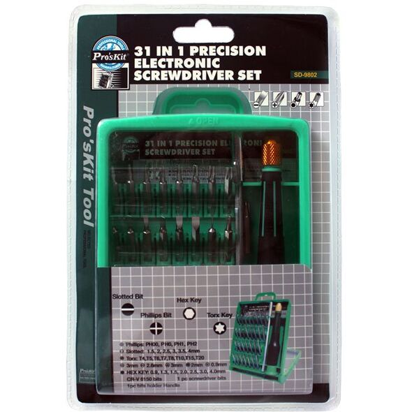 Atsuktuvo su keiciamais antgaliais rinkinys SD-9802, Pro'sKit