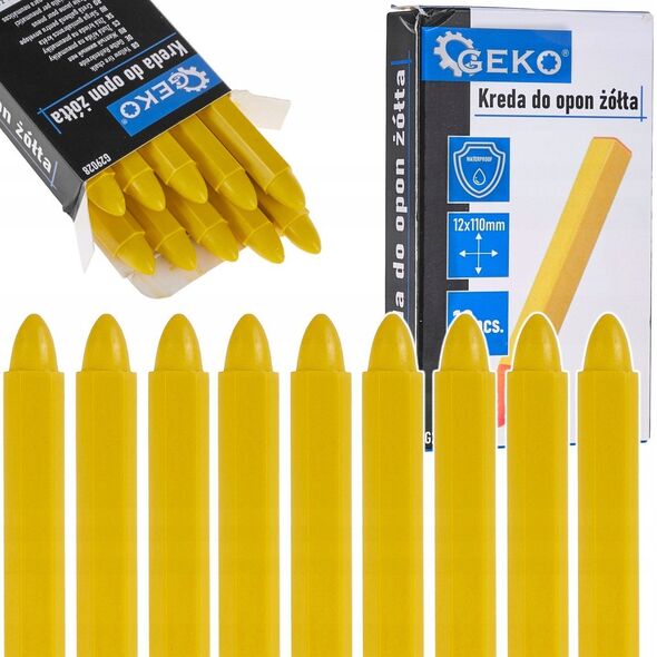 Αδιάβροχη κιμωλία για ελαστικά κίτρινη 12x110mm – σετ 10τμχ. (12/120)