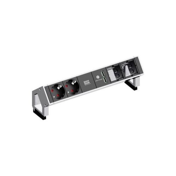 Bachmann BACHMANN DESK2 2x geaard contact 2x ABD 1x USB Lader GST18, z