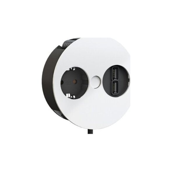 Bachmann BACHMANN TWIST 1x gniazdo z uziemieniem, tulejki, ładowarka USB, kabel zasilający z uziemieniem, biały, 2 m