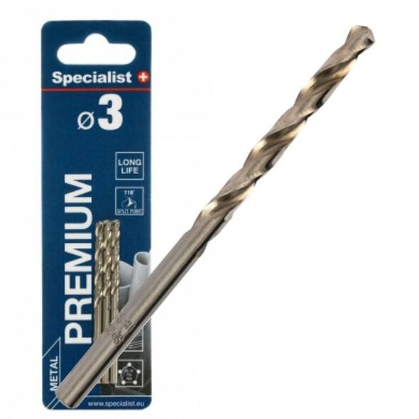 SPECIALIST+ μεταλλικό τρυπάνι PREMIUM, 3 χιλιοστά, 3 τεμάχια.