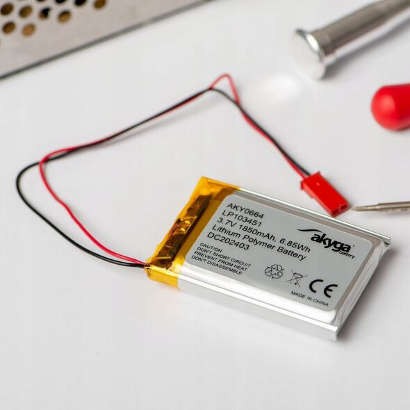 Akumulator Li-Po LP301525 Akyga AKY0472 3.7V / 85mAh PCM złącze JST 2-Pin 150mm