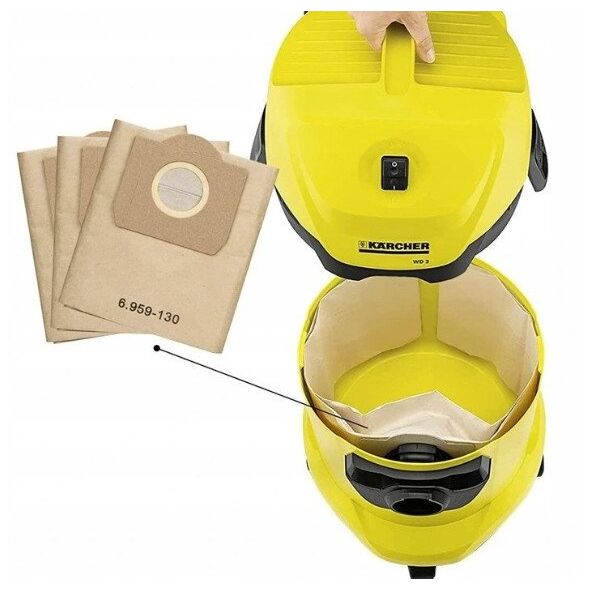 Papierowe worki do odkurzacza KARCHER WD3 | 5 SZT.