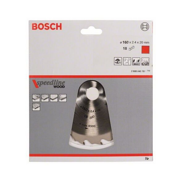 Bosch Tarcza pilarska SPEEDLINE WOOD 160x2,4x20mm 18 zębów 2 608 640 787