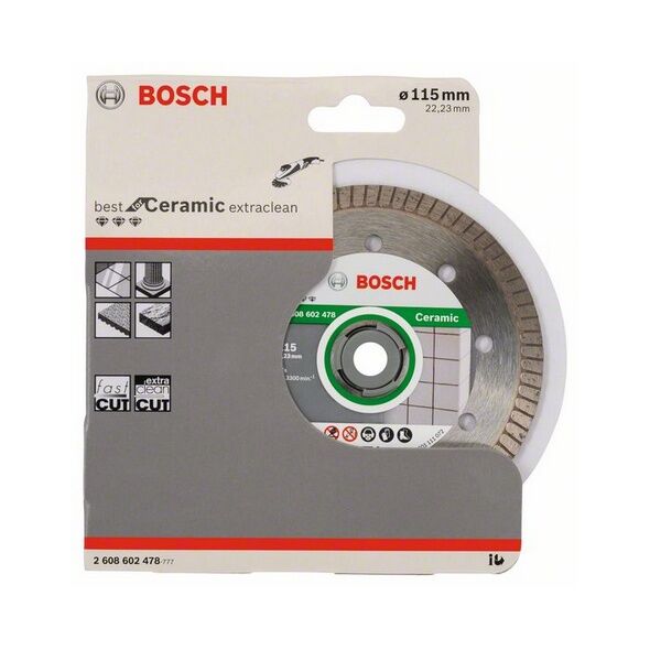 Bosch Tarcza tnąca diamentowa Best for Ceramic Extra-Clean Turbo 115 x 22mm - 2608602478