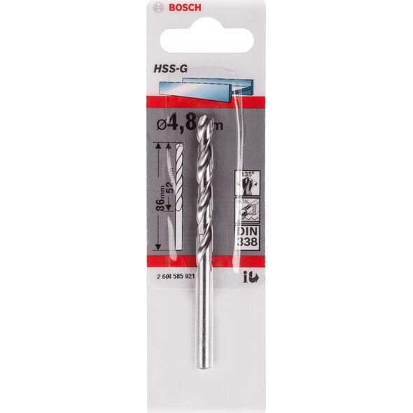 Wiertło Bosch HSS walcowe 4,8mm  (2.608.585.921)