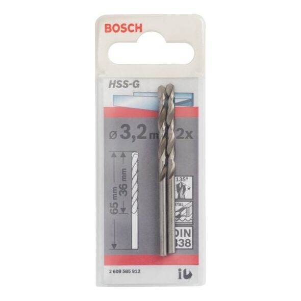 Wiertło Bosch HSS walcowe 3,2mm  (2.608.585.912)