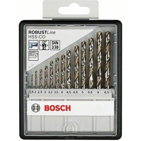 Wiertło Bosch HSS walcowe 1,5 2 4,5 4 5,5 5 4,8 3 2,5 3,5 6 3,2 6,5mm zestaw (2.607.019.926)