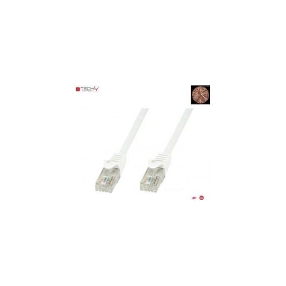 Techly TechlyPro Kabel sieciowy patch cord RJ45 Cat6 U/UTP 1m biały 100% miedź