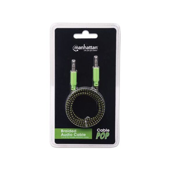 Kabel Manhattan Jack 3.5mm - Jack 3.5mm 1m czarny zielony (394130)