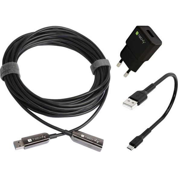 Kabel USB Techly USB-C - USB-C 20 m Czarny (ICOC U3AMF-HY-020)