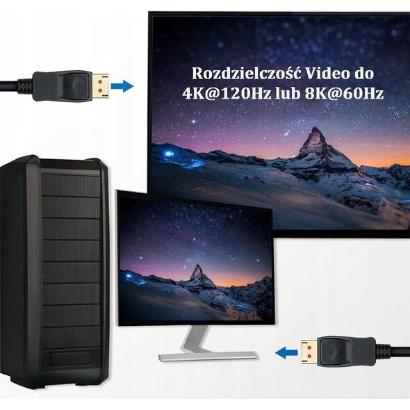 Kabel Techly TECHLY Kabel DisplayPort 1.4 8K 60Hz 5m Czarny DP-DP M/M