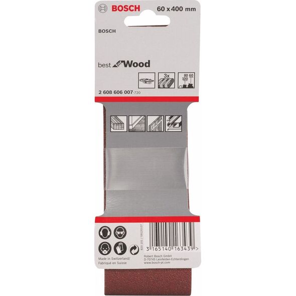 Bosch Bosch Taśma szlifierska 60x400mmP60/80/100 3 szt.