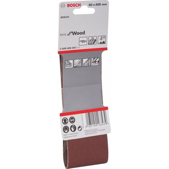 Bosch Bosch Taśma szlifierska 60x400mmP60/80/100 3 szt.