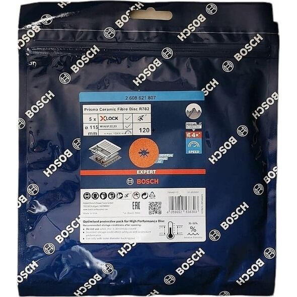 Bosch BOSCH R782 X-LOCK 115mm G120 5pcs - 2608621807 EXPERT RANGE