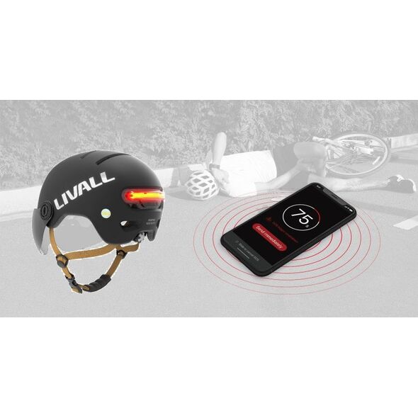 Livall Kask L23 biały 54-58cm z szybką ochronną LED/SOS
