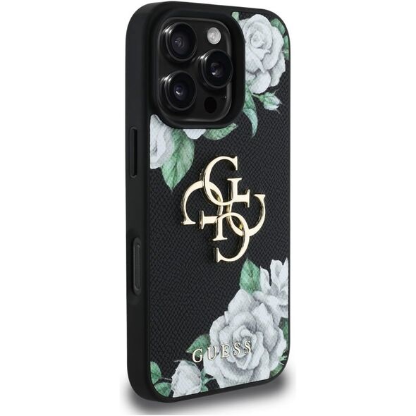 Etui Guess Grained Roses Big 4G logo do  iPhone 16 Pro czarny