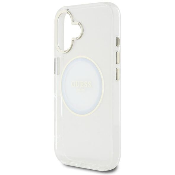 Etui Guess IML Metal Colored Circle      Classic Logo MagSafe do iPhone 16 biały
