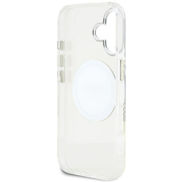 Etui Guess IML Metal Colored Circle      Classic Logo MagSafe do iPhone 16 biały