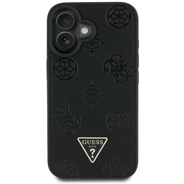 Etui Guess Grained Hot Stamp Peony       Triangle Logo MagSafe do iPhone 16 czarny
