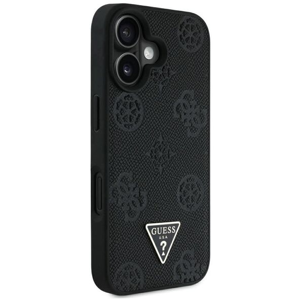 Etui Guess Grained Hot Stamp Peony       Triangle Logo MagSafe do iPhone 16 czarny