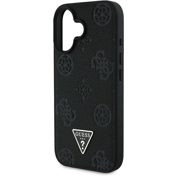 Etui Guess Grained Hot Stamp Peony       Triangle Logo MagSafe do iPhone 16 czarny