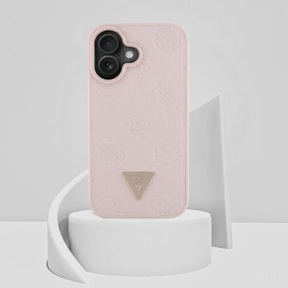 Etui Guess Grained Hot Stamp Peony       Triangle Logo MagSafe do iPhone 16 różowy