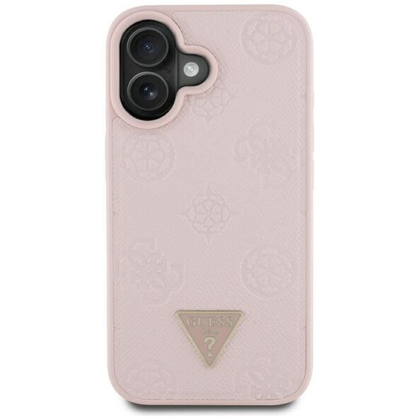 Etui Guess Grained Hot Stamp Peony       Triangle Logo MagSafe do iPhone 16 różowy