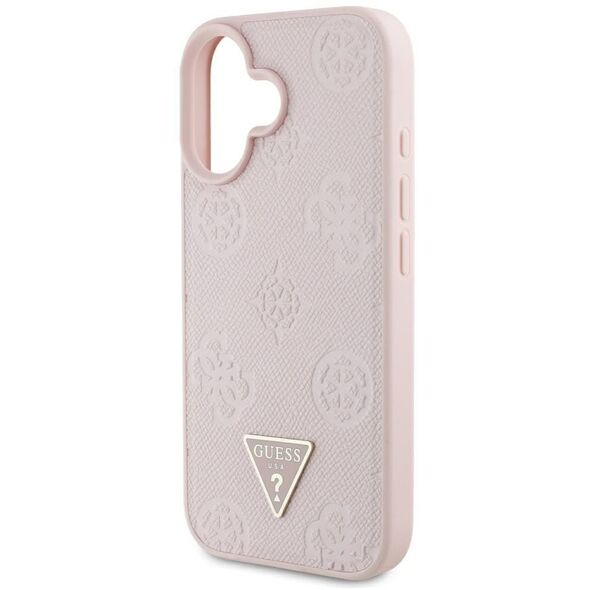 Etui Guess Grained Hot Stamp Peony       Triangle Logo MagSafe do iPhone 16 różowy