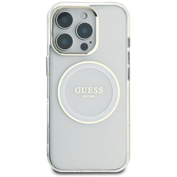 Etui Guess IML Metal Colored Circle      Classic Logo MagSafe do iPhone 16 Pro Max biały