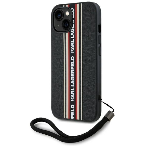 Etui Karl Lagerfeld Saffiano Athleisure  Stripes Cord do iPhone 15 czerwony