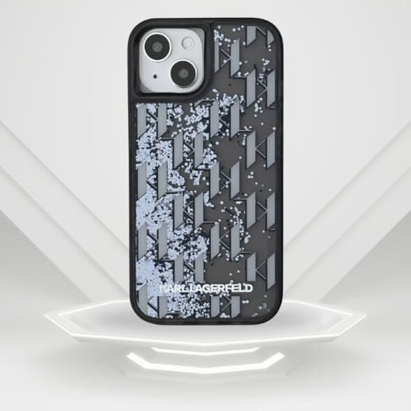 Etui Karl Lagerfeld Liquide Glitter      Monogram Gradient do iPhone 15 czarny