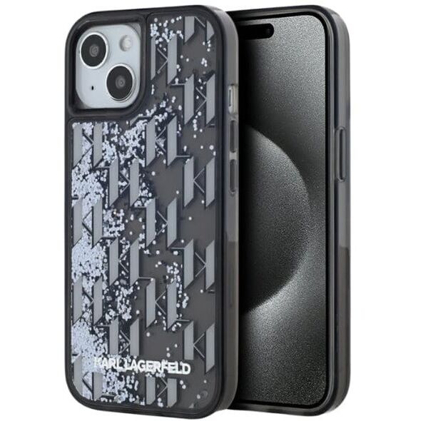 Etui Karl Lagerfeld Liquide Glitter      Monogram Gradient do iPhone 15 czarny