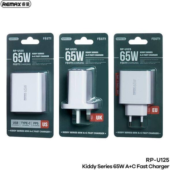 Ładowarka Remax ŁAD SIEC REMAX KIDDY SERIES 65W RP-U125 USB/USB-C WHITE