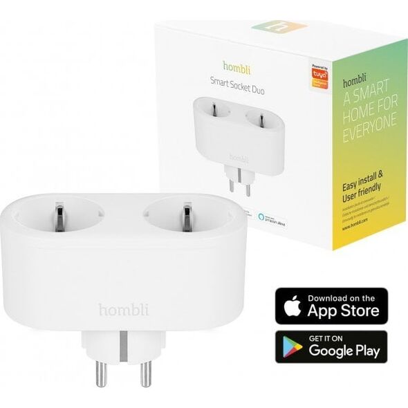 Hombli smarte διπλή πρίζα, λευκή 13875455 8719323914841