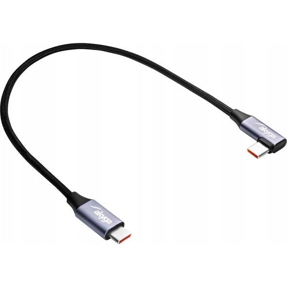 Kabel USB Akyga Kabel kątowy USB type C / USB type C 30cm AK-USB-53 60W oplot
