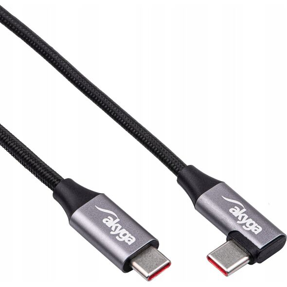 Kabel USB Akyga Kabel kątowy USB type C / USB type C 30cm AK-USB-53 60W oplot