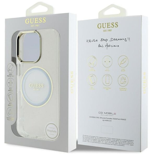 Etui Guess IML Metal Colored Circle      Classic Logo MagSafe do iPhone 16 Pro biały