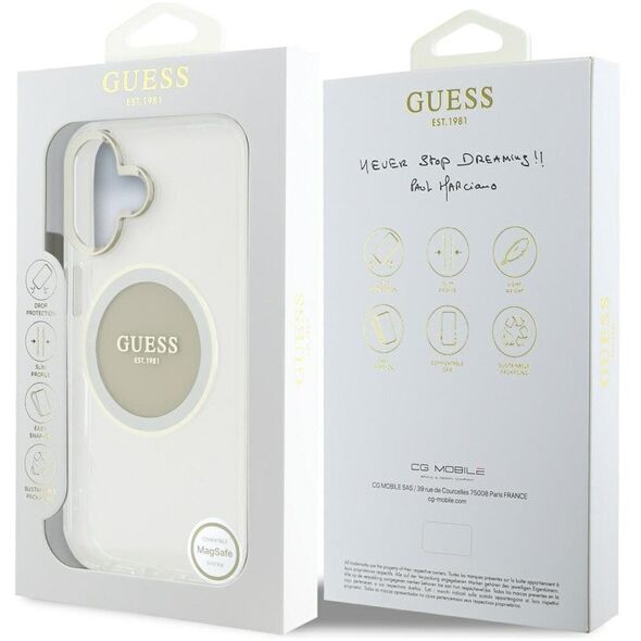 Etui Guess IML Metal Colored Circle      Classic Logo MagSafe do iPhone 16 szary