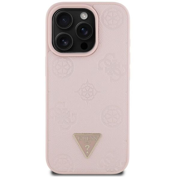 Etui Guess Grained Hot Stamp Peony       Triangle Logo MagSafe do iPhone 16 Pro różowy