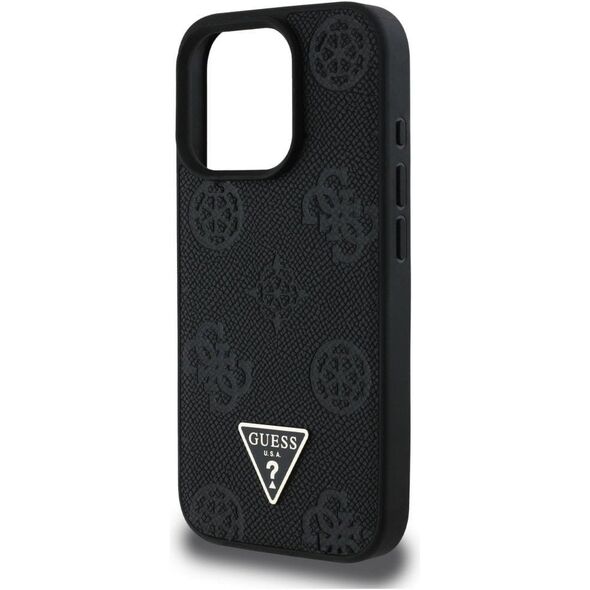 Etui Guess Grained Hot Stamp Peony       Triangle Logo MagSafe do iPhone 16 Pro czarny