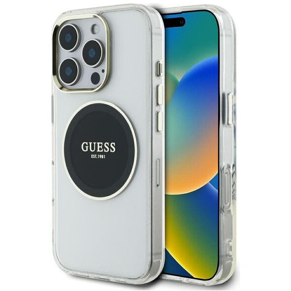 Etui Guess IML Metal Colored Circle      Classic Logo MagSafe do iPhone 16 Pro Max czarny