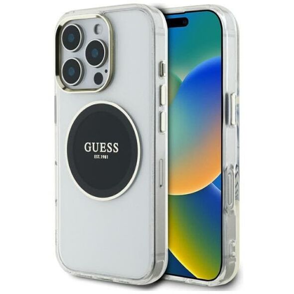 Etui Guess IML Metal Colored Circle      Classic Logo MagSafe do iPhone 16 Pro Max czarny