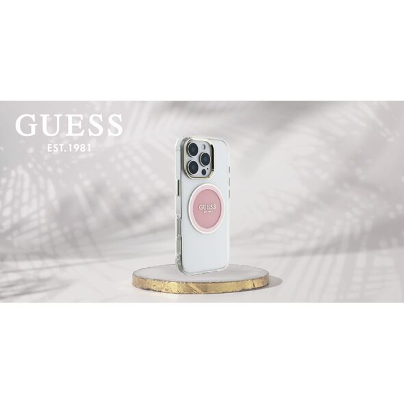 Etui Guess IML Metal Colored Circle      Classic Logo MagSafe do iPhone 16 Pro różowy