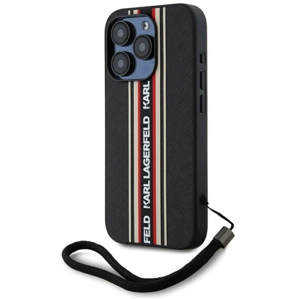 Etui Karl Lagerfeld Saffiano Athleisure  Stripes Cord do iPhone 15 Pro Max czarno-czerwony