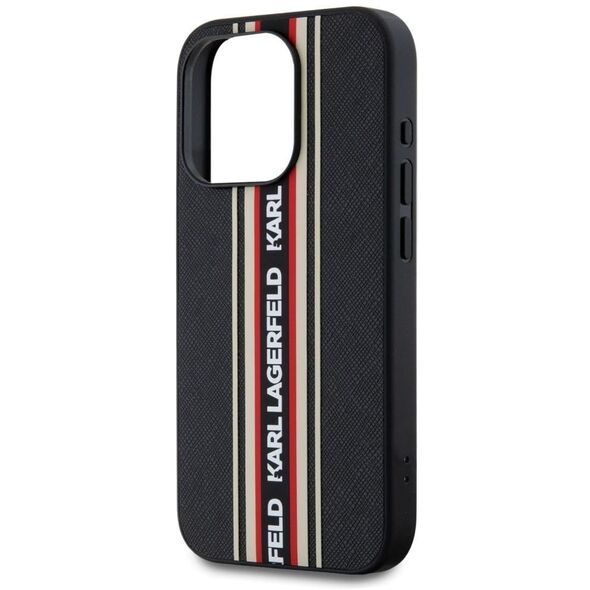 Etui Karl Lagerfeld Saffiano Athleisure  Stripes Cord do iPhone 15 Pro Max czarno-czerwony