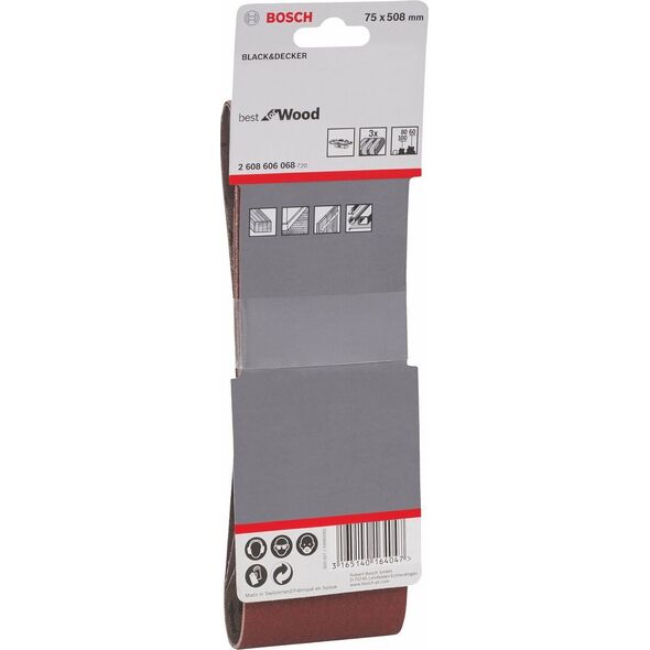 Bosch Taśma szlifierska 75x508mmP60/80/100 3 szt. (2608606068)
